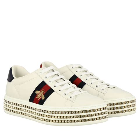 gucci diamond platform sneakers|Gucci bedazzled sneakers.